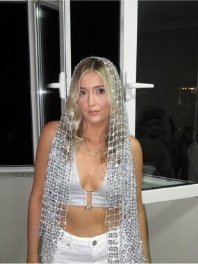 Sequin Top and Scarf for Festivals - Silver Accents